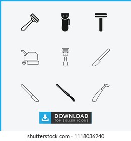 Cutter icon. collection of 9 cutter filled and outline icons such as electric razor, razor, scalpel. editable cutter icons for web and mobile.