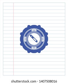 cutter icon draw (pen strokes). Blue ink. Vector Illustration. Detailed.