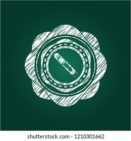 cutter icon drawn chalk emblem, retro style, chalk or chalkboard texture