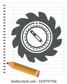 cutter icon emblem draw with pencil effect. Vector Illustration. Detailed.