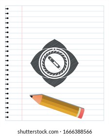 cutter icon emblem draw with pencil effect. Vector Illustration. Detailed.