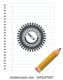 cutter icon emblem with pencil effect. Vector Illustration. Detailed.