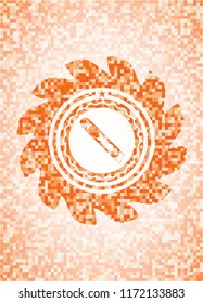 cutter icon inside abstract orange mosaic emblem with background