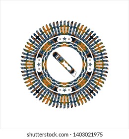 cutter icon inside arabesque badge. arabic decoration.