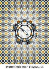 cutter icon inside arabesque emblem background. arabic decoration.