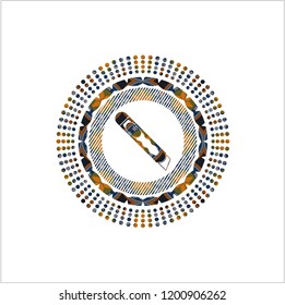 cutter icon inside arabesque style emblem. arabic decoration.