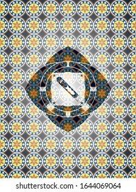 cutter icon inside arabesque style badge. arabic decoration.