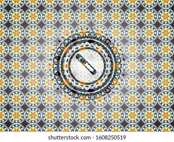 cutter icon inside arabic emblem. Arabesque decoration.