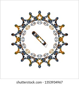 cutter icon inside arabic style emblem. Arabesque decoration.