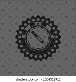 cutter icon inside black emblem. Vintage.