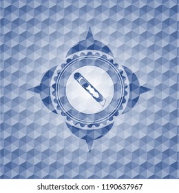 cutter icon inside blue hexagon badge.