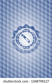 cutter icon inside blue hexagon badge.