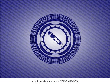 cutter icon inside emblem with jean texture