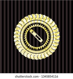 cutter icon inside gold emblem or badge