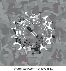 cutter icon inside grey camouflage emblem