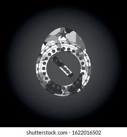 cutter icon inside grey camouflage texture