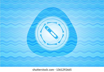 cutter icon inside light blue water wave badge.