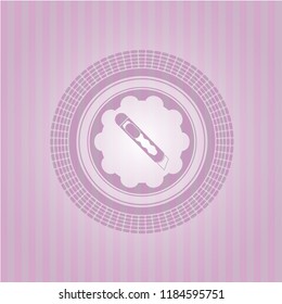 cutter icon inside pink emblem. Retro