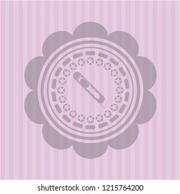 cutter icon inside pink emblem. Vintage.