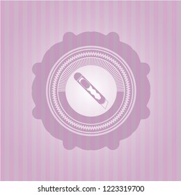 cutter icon inside pink emblem. Vintage.
