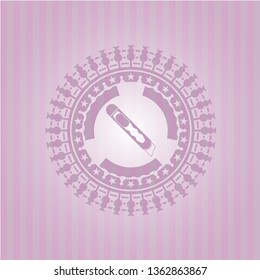 cutter icon inside pink emblem. Vintage.