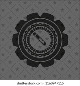 cutter icon inside realistic black emblem