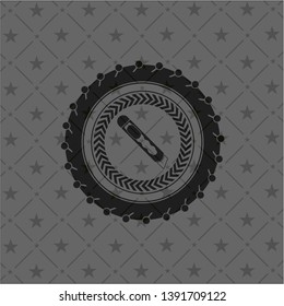 cutter icon inside realistic black emblem