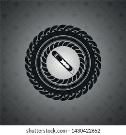 cutter icon inside realistic black emblem