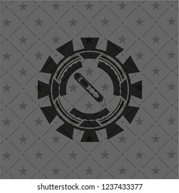 cutter icon inside realistic dark emblem