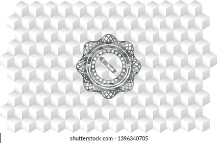 cutter icon inside realistic grey emblem with cube white background