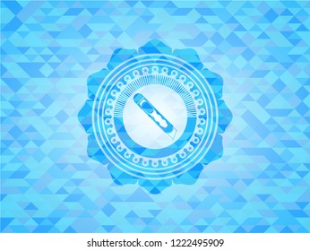 cutter icon inside realistic light blue mosaic emblem