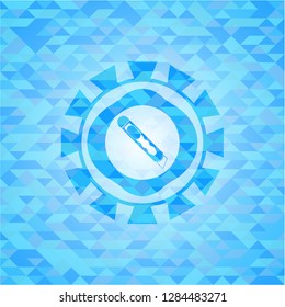 cutter icon inside realistic light blue mosaic emblem