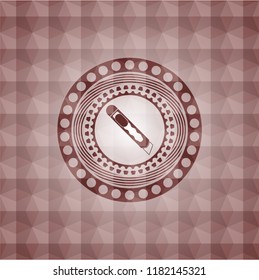 cutter icon inside red badge with geometric pattern background. Seamless.