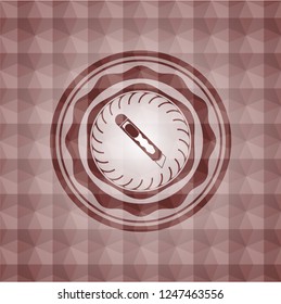 cutter icon inside red badge with geometric pattern. Seamless.