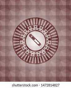 cutter icon inside red badge with geometric pattern background. Seamless.
