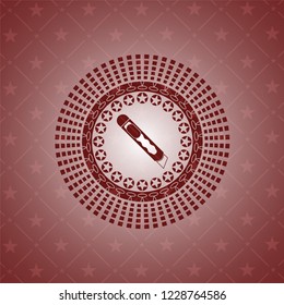 cutter icon inside red emblem. Vintage.