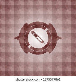 cutter icon inside red geometric badge. Seamless.