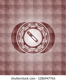 cutter icon inside red polygonal badge. Seamless.