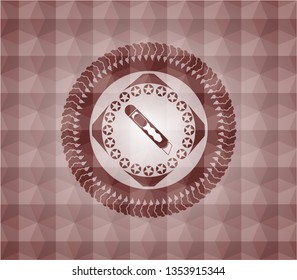 cutter icon inside red seamless geometric pattern emblem. Seamless.