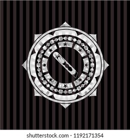 cutter icon inside silver badge or emblem