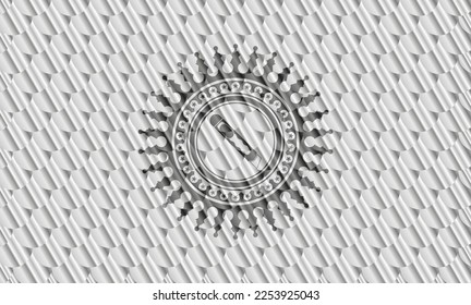 icono de cortador dentro de la placa de plata. Patrón de escalas. Ilustración vectorial. Detallado. 