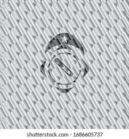 icono de cortador dentro de la placa de color plata. Patrón de escalas. Ilustración vectorial. Detallado.