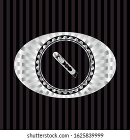 cutter icon inside silver shiny badge