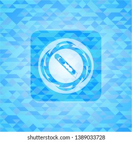 cutter icon inside sky blue emblem with mosaic ecological style background