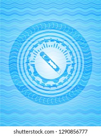 cutter icon inside water wave style emblem.