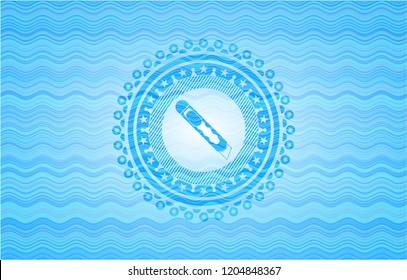 cutter icon inside water wavec oncept emblem.