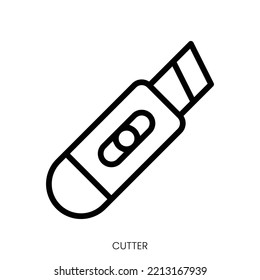 cutter icon. Line Art Style Design Isolated On White Background