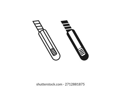 Línea de icono de cortador y plano