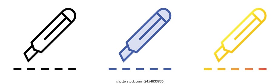icono de herramienta de corte. Diseño de estilo de relleno lineal, azul y degradado aislado sobre fondo blanco