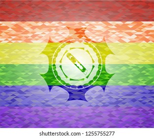 cutter icon on mosaic background with the colors of the LGBT flag